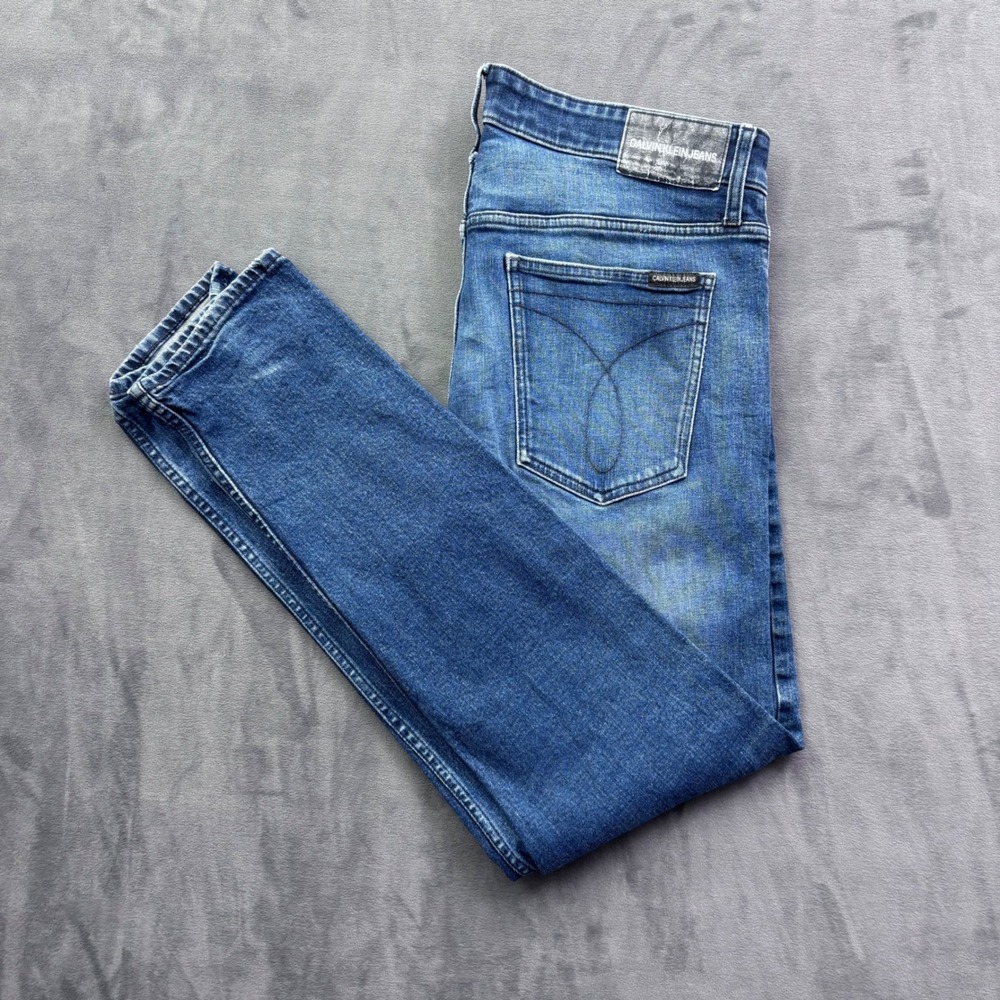 Calvin Klein Jeans Mens 34x32 Medium Wash Slim Fit Denim Blue Casual